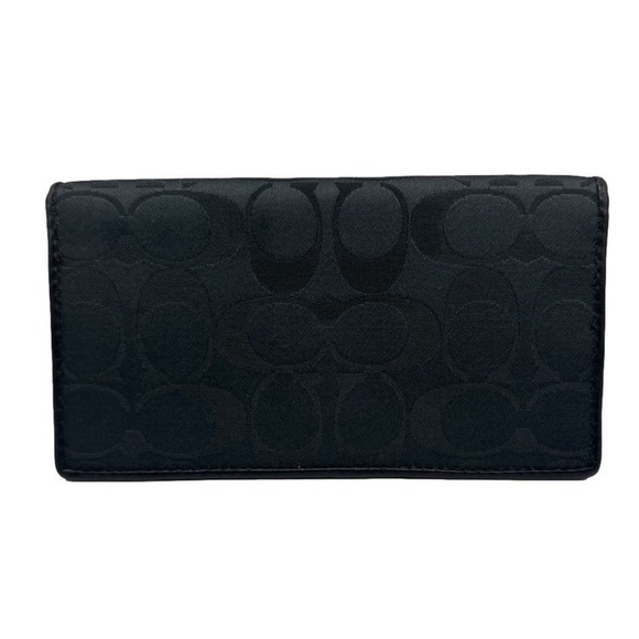 COACH Black Signature Canvas Checkbook Holder - Picture 1 of 5
